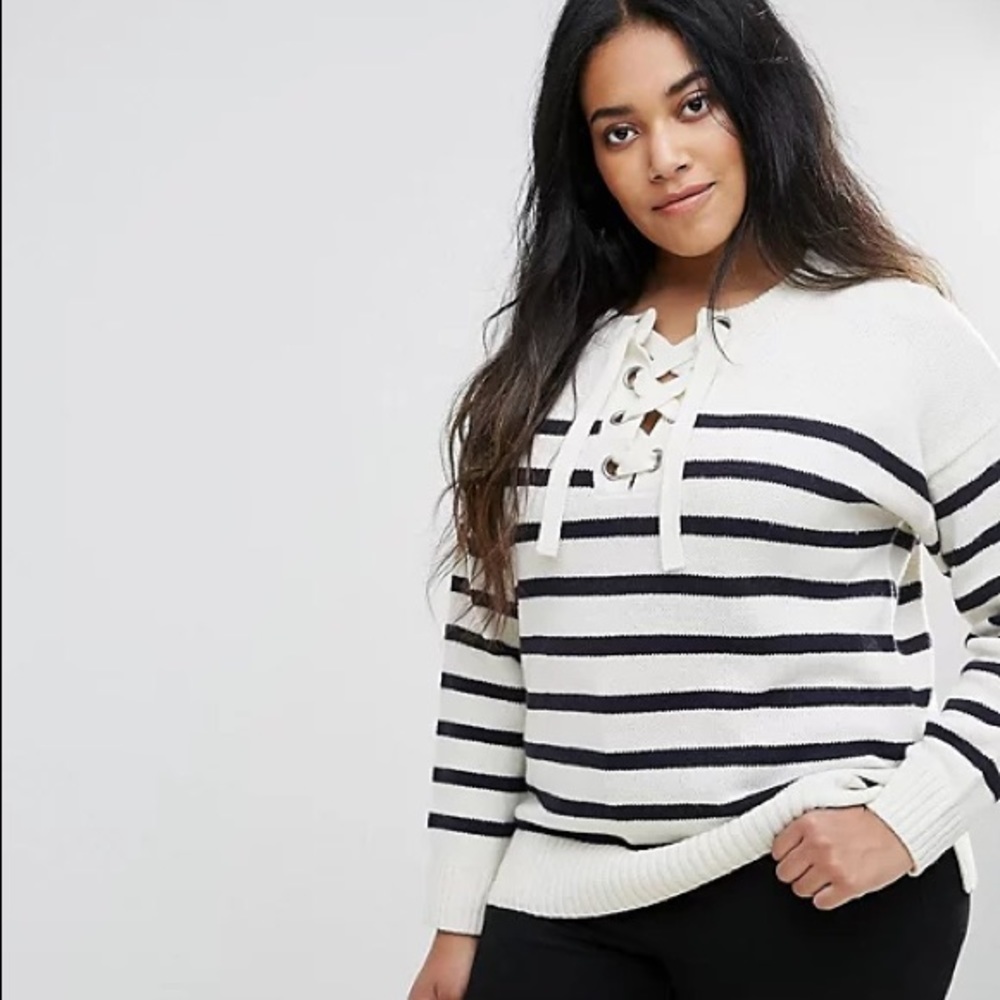 Brave Soul Agatha Lace up Sweater